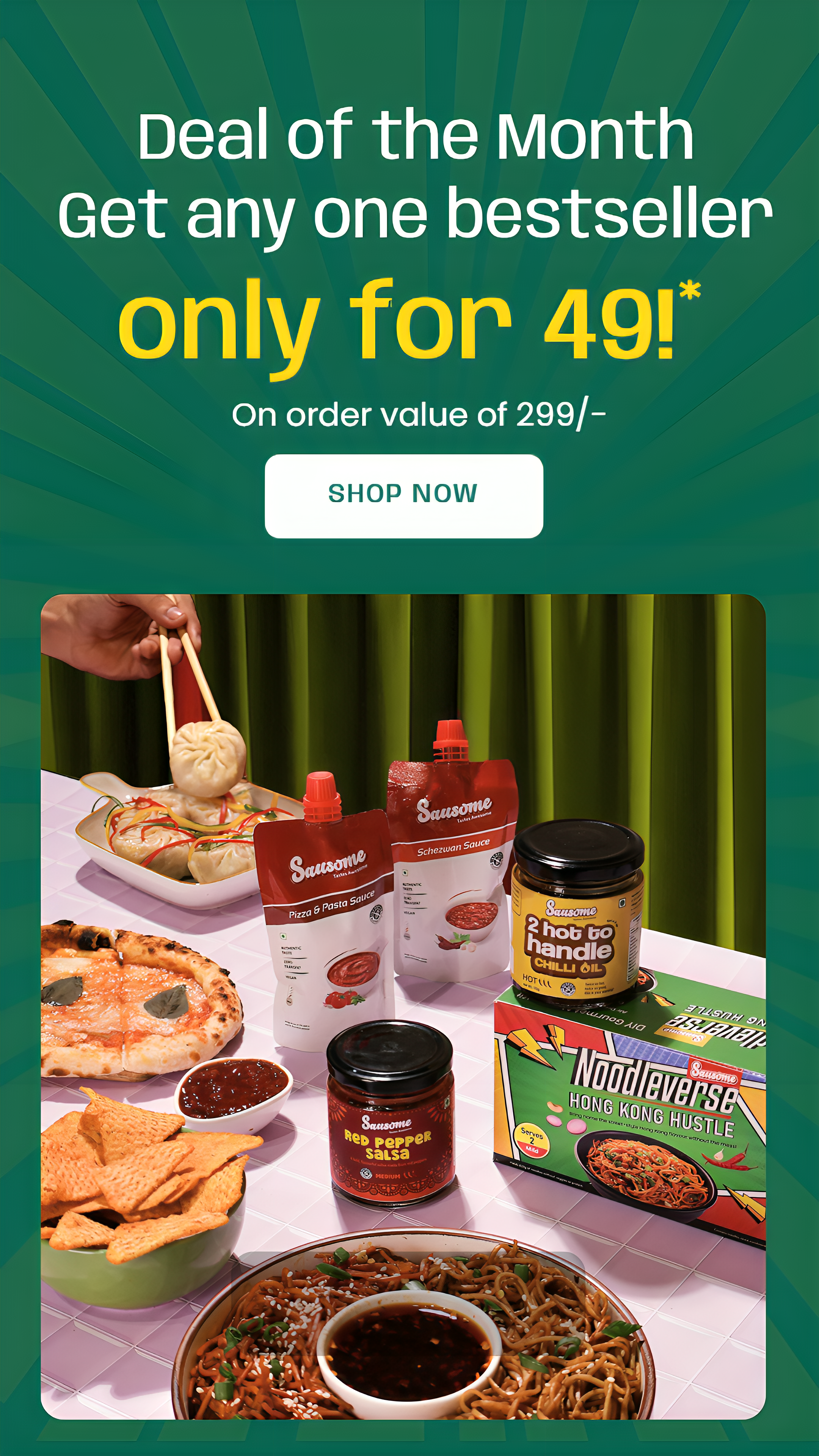 Deal of the Month banner offering bestselling food products for just 49