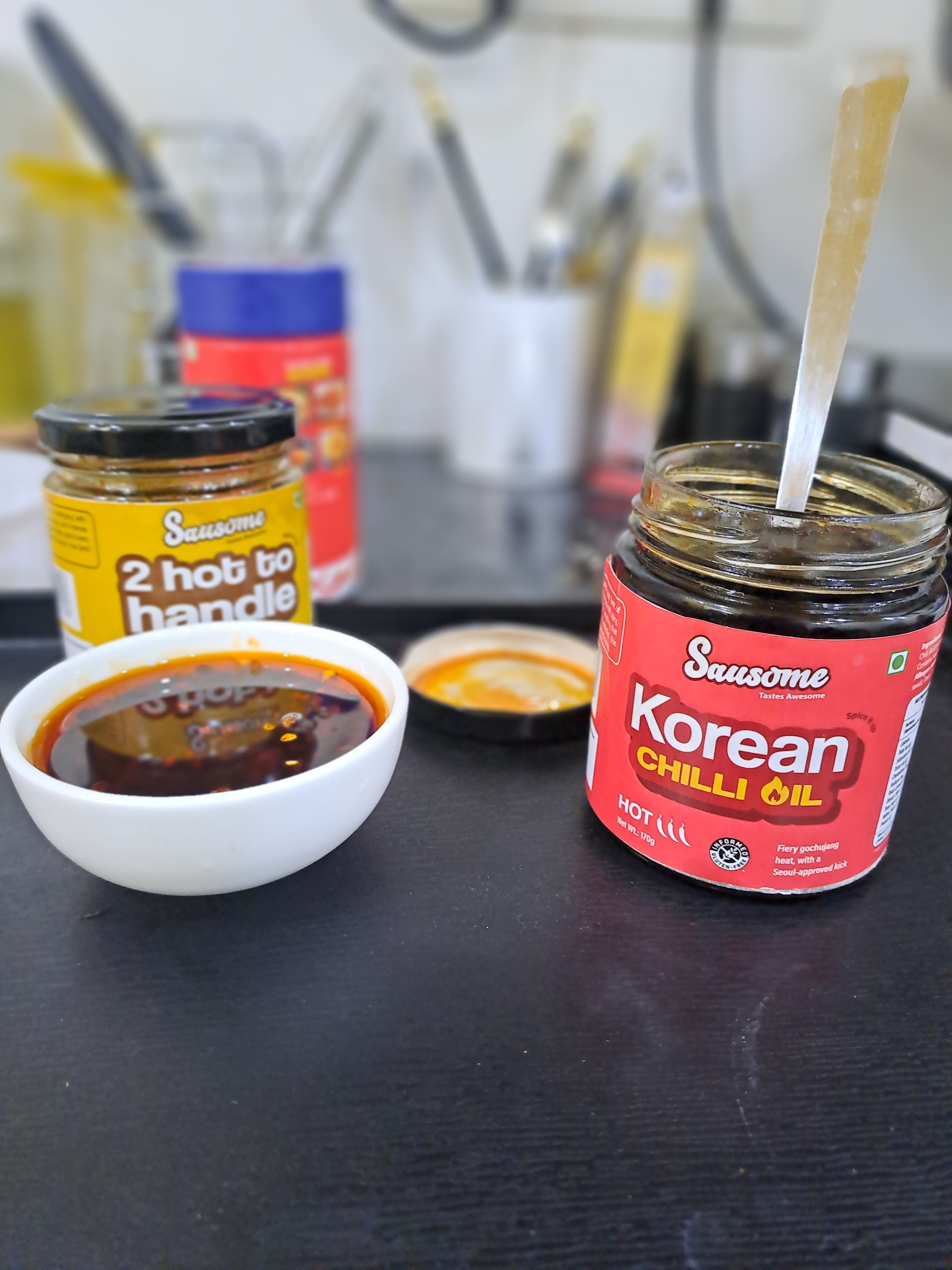 Two jars of Sausame Korean Chilli Oil 