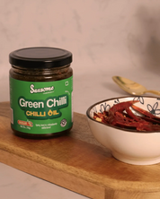green-chilli-oil-jar-with-dried-chillies - Sausome